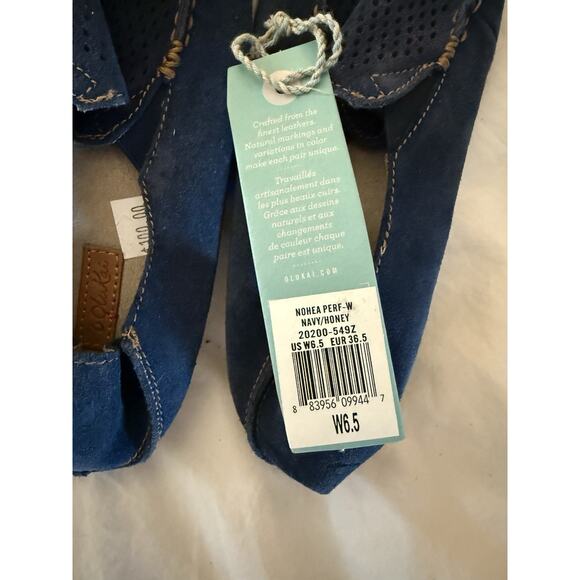 NWT Olukai NOHEA PERF Navy Perforated Suede Slip On Loafer Shoes Womens 6.5 36.5 - Picture 4 of 4